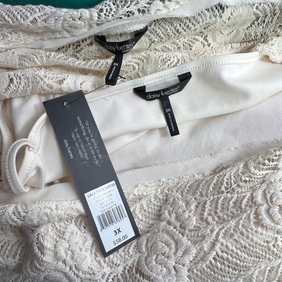 👗NWT🤩|•DAISY FUENTES•| Pretty Ivory Crochet Lace Shift Dress Size 3X - Picture 9 of 13